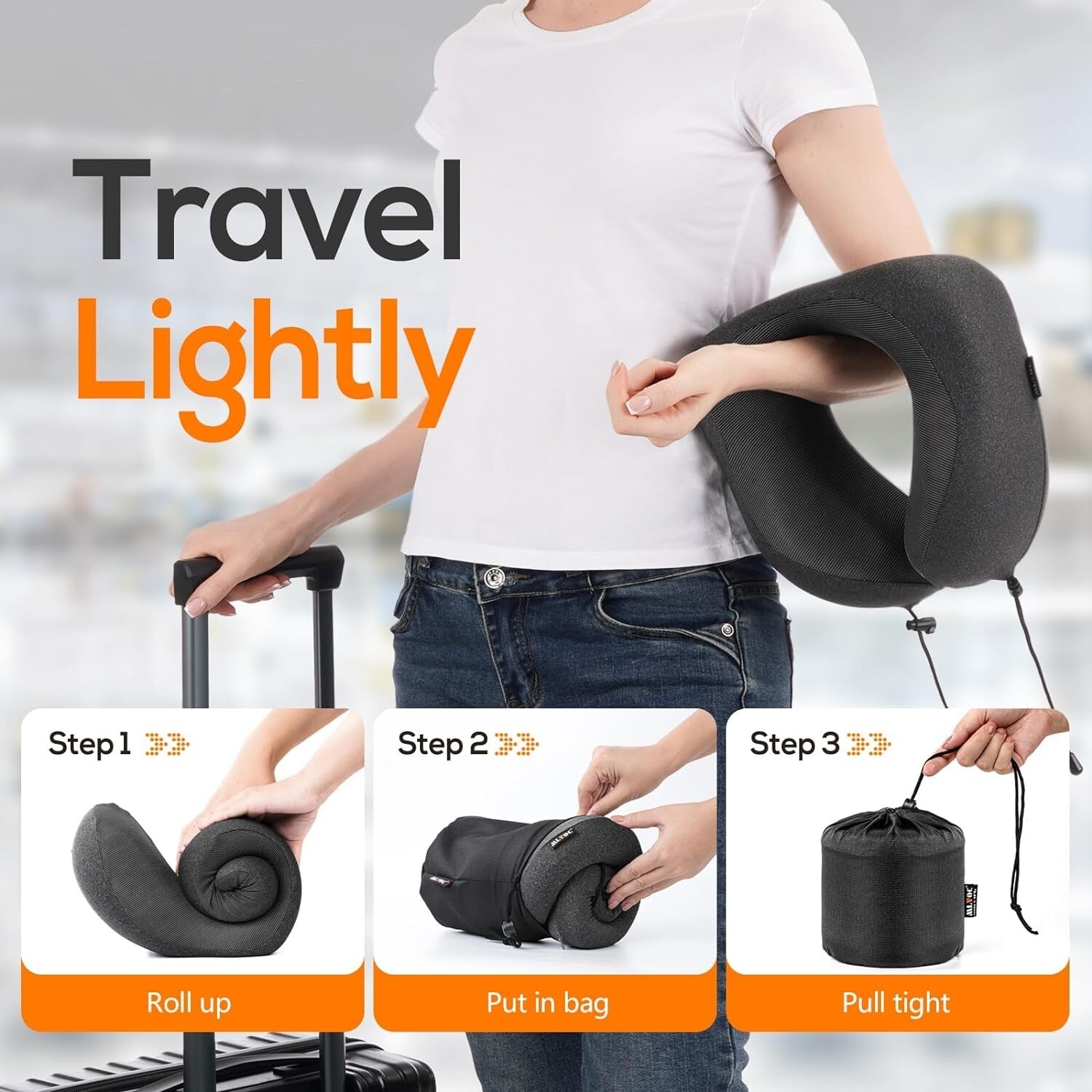 Travel Pillow 100 Pure Memory Foam Neck Pillow with 3D Contoured Eye Masks Earplugs and Luxury Bag Standard Black Black Soft Single